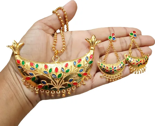 Assamese_Traditional_Gold_Plated_Multi_Colour_Joon_Chain_Jewellery_Set_For_Women